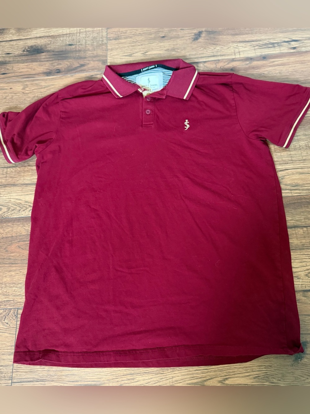Scott James Red Polo Men’s XL Classic Burgundy Shirt EUC Preppy Golf Stretch